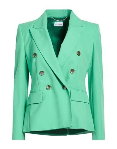Marella Woman Blazer Light Green Size 10 Polyester, Viscose, Elastane In Animal Print
