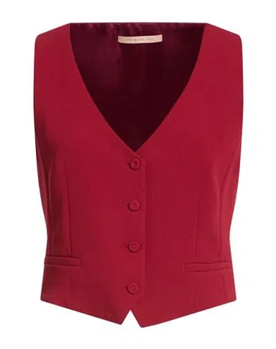 Pennyblack Woman Tailored Vest Burgundy Size 10 Triacetate, Polyester, Acetate In Red