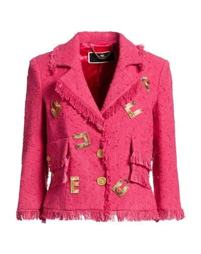 Elisabetta Franchi Woman Blazer Fuchsia Size 6 Cotton, Viscose, Polyamide In Red