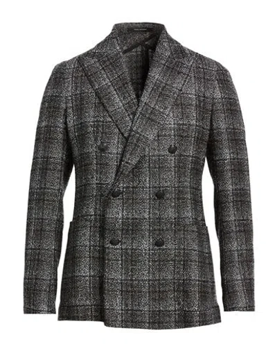 Tagliatore Man Blazer Black Size 44 Virgin Wool, Polyester In Gray