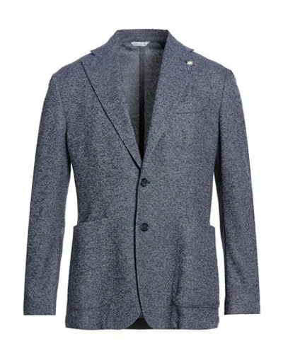 Manuel Ritz Man Blazer Midnight Blue Size 48 Cotton, Polyester, Acrylic, Wool In Blue