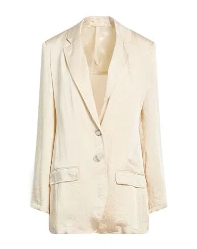 Marella Monochrome Woman Blazer Beige Size 12 Acetate In Metallic
