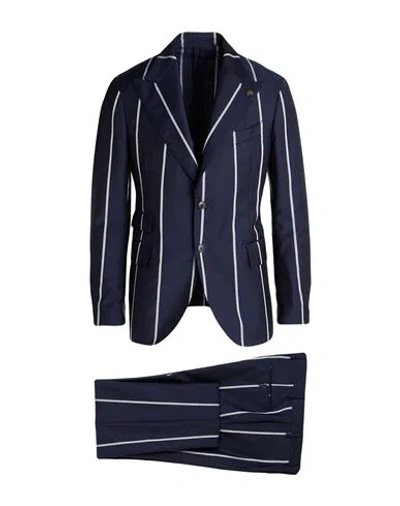 Gabriele Pasini Man Suit Navy Size 42 Wool In Blue