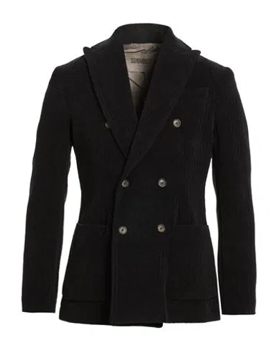 Sun House Man Blazer Black Size L Cotton, Viscose, Polyamide In Black