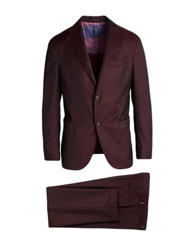 The Gigi Man Suit Burgundy Size 42 Wool In Brown