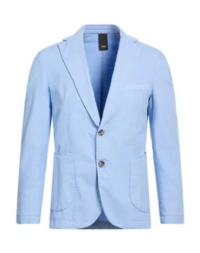 Mulish Man Blazer Sky Blue Size 40 Cotton, Elastane In Blue