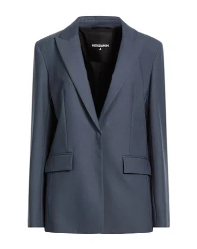 Patrizia Pepe Woman Blazer Lead Size 6 Polyester, Virgin Wool, Elastane In Gray