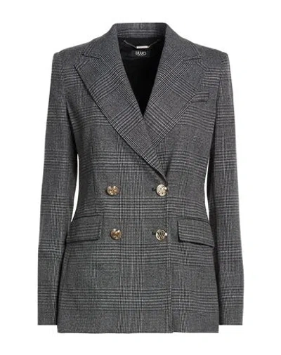 Liu •jo Woman Blazer Black Size 6 Polyester, Viscose, Elastane In Gray