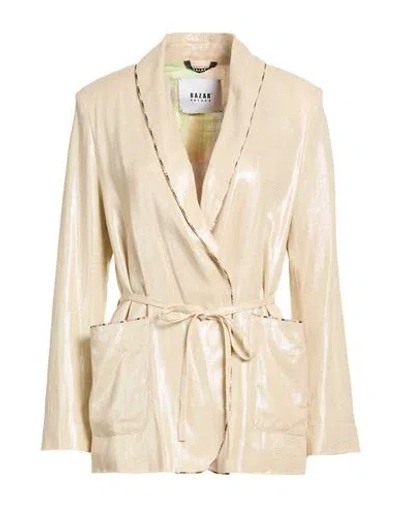 Bazar Deluxe Woman Blazer Beige Size 6 Linen, Viscose In Neutral