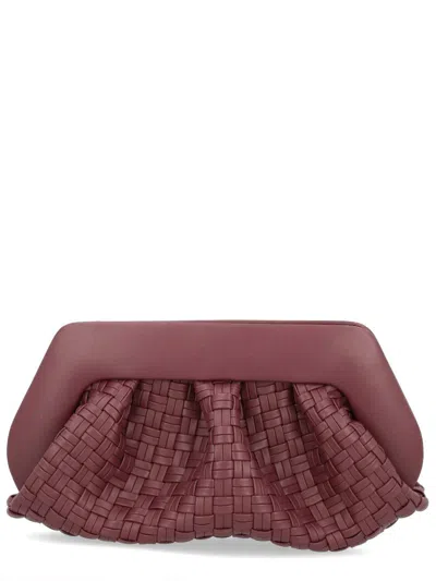 Themoirè Woven Rectangular Clutch Bag Detachable Strap In Pink