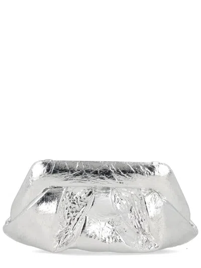 Themoirè Metallic Finish Structured Clutch Bag With Handle In Pink