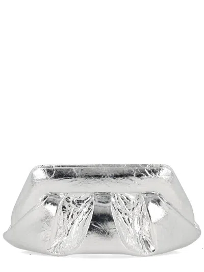 Themoirè Metallic Finish Structured Clutch Bag With Handle In Pink