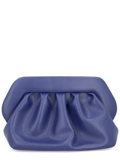 Themoirè Modern Pleated Clutch Wrist Strap In Blue