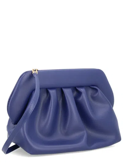 Themoirè Modern Pleated Clutch Wrist Strap In Blue
