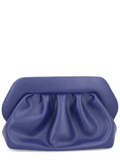 Themoirè Modern Pleated Clutch Wrist Strap In Blue