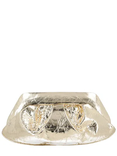 Themoirè Metallic Clutch Bag Shoulder Strap In Brown