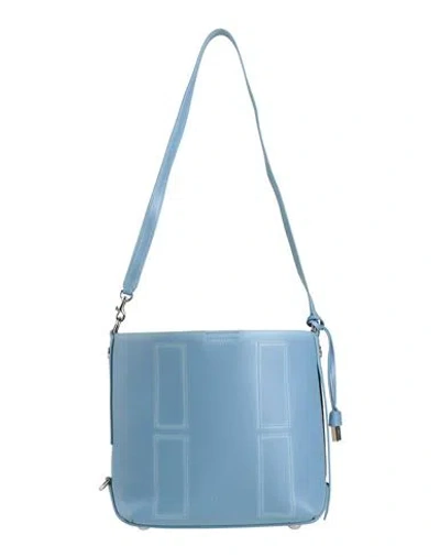 Hogan Woman Shoulder Bag Light Blue Size - Leather In Blue