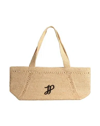 Patou Woman Shoulder Bag Beige Size - Natural Raffia In Sand