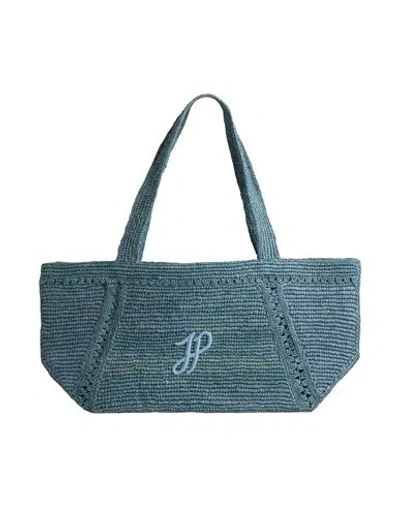 Patou Woman Shoulder Bag Deep Teal Size - Natural Raffia In Green