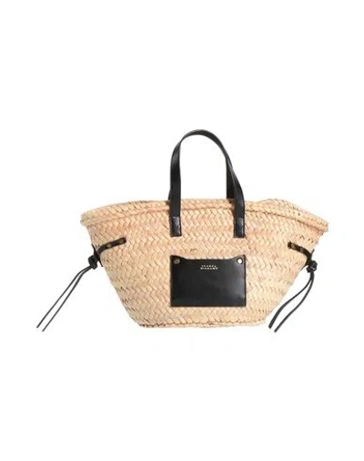 Isabel Marant Woman Handbag Black Size - Natural Raffia, Leather In Black