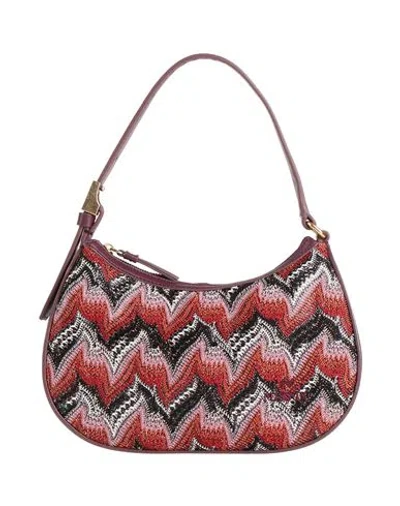 Missoni Woman Handbag Plum Size - Textile Fibers, Leather In Purple