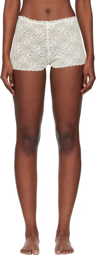 Fruity Booty Off-white Meringue Lace Shortie Shorts In Multi