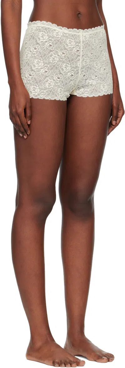 Fruity Booty Off-white Meringue Lace Shortie Shorts In Multi