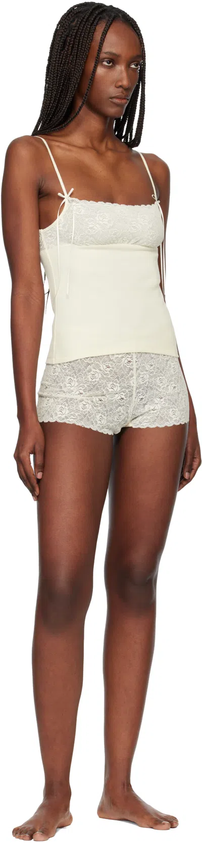 Fruity Booty Off-white Meringue Lace Shortie Shorts In Multi