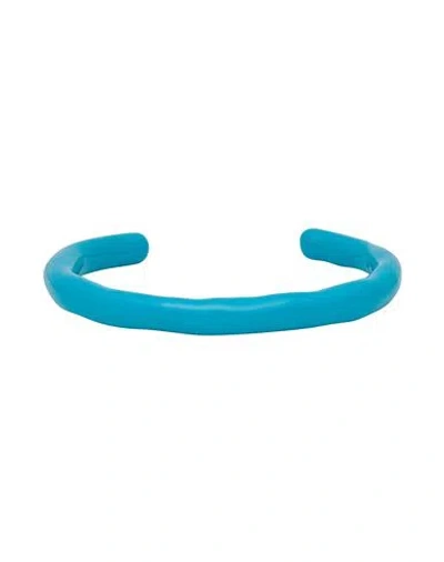 Jil Sander Woman Bracelet Azure Size L Metal In Blue