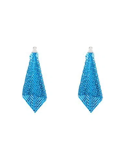 Rabanne Woman Earrings Azure Size - Aluminum, Brass In Blue