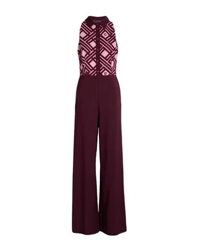 Cristinaeffe Woman Jumpsuit Burgundy Size M Polyester, Elastane In Burgundy