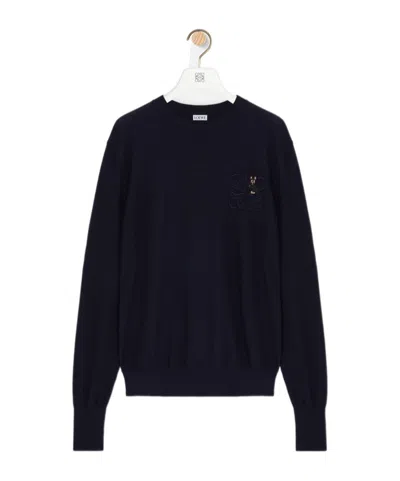 Loewe X Louis Wain Anagram Embroidered Knitted Jumper In Black