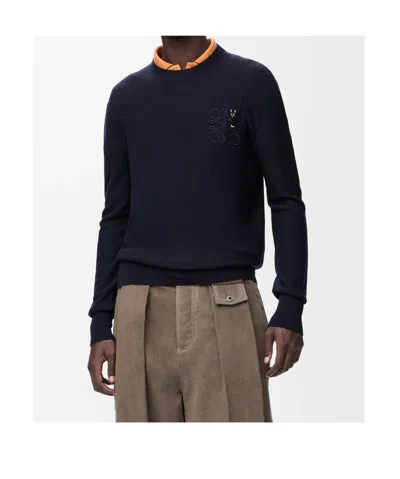 Loewe X Louis Wain Anagram Embroidered Knitted Jumper In Black