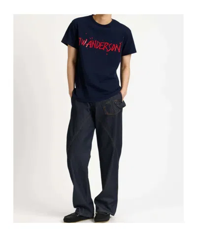 Jw Anderson Mens Circular T-shirt In Navy In Blue