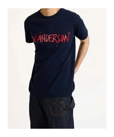 Jw Anderson Mens Circular T-shirt In Navy In Blue