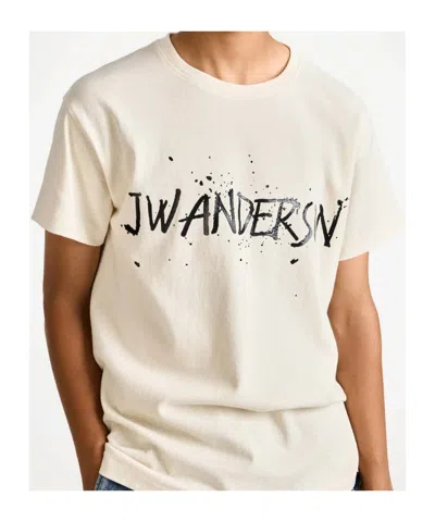 Jw Anderson Mens Circular T-shirt In Ecru In Neutral