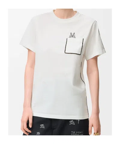 Loewe Anagram Embroidered Crewneck T-shirt In White
