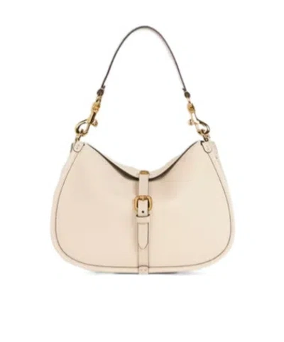 Etro Medium Tumbled Leather Crossbody Pony Bag In White