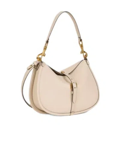 Etro Medium Tumbled Leather Crossbody Pony Bag In White