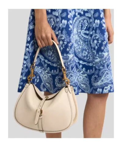 Etro Medium Tumbled Leather Crossbody Pony Bag In White