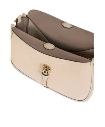 Etro Medium Tumbled Leather Crossbody Pony Bag In White