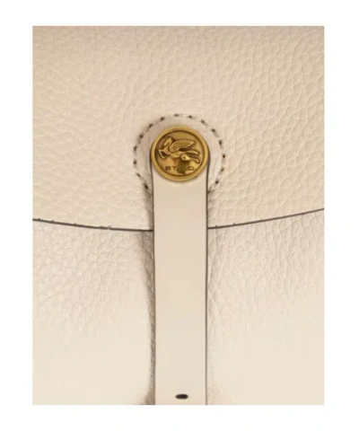 Etro Medium Tumbled Leather Crossbody Pony Bag In White