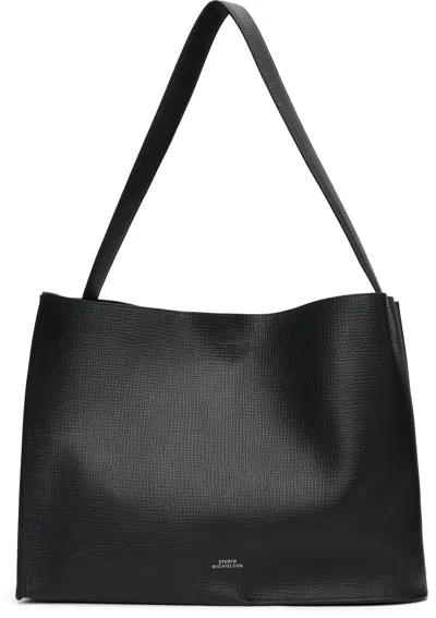Studio Nicholson Black Doublet Leather Tote In Black