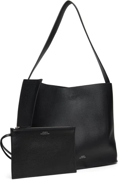 Studio Nicholson Black Doublet Leather Tote In Black