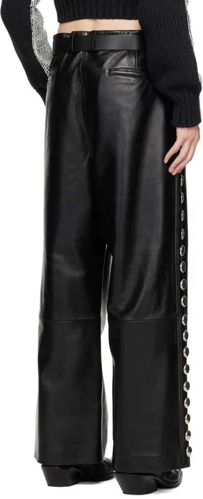 Vaquera Black Studded Leather Pants In Black