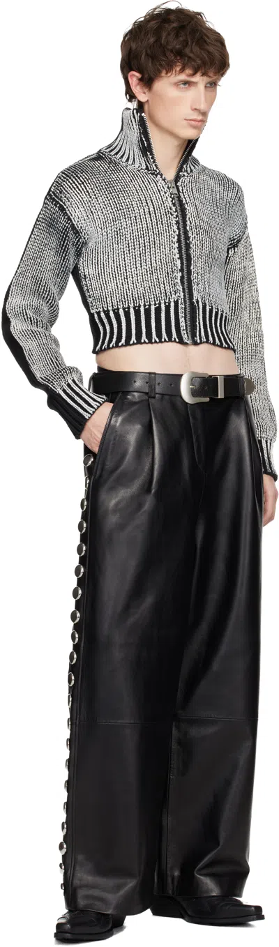 Vaquera Black Studded Leather Pants In Black