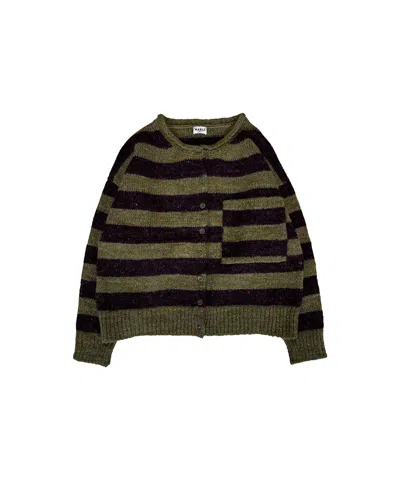 Mabli Women's Moya Cardigan - Nettle Fig Stripe In Brown