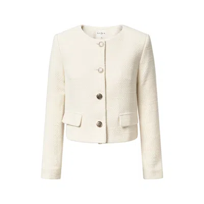 Gaala Women's White Leontine Cotton Tweed Jacket In White