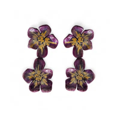 Sunset Magic Studio Women's Amarina - Gold Detailed Floral Earrings In Yellow