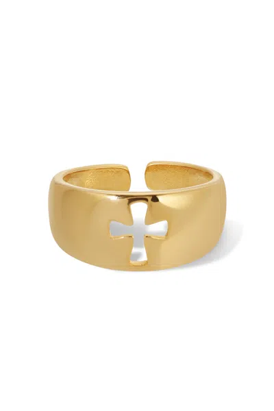 Naiia Women's Faith Cross Ring-gold In Gold